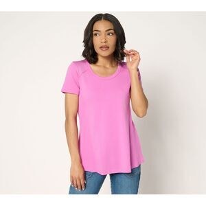 Fashion Women's Top Sz XL Mix Media Side Seam Tee Pink A689562